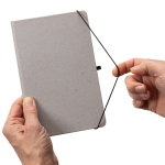 Recycled leather A5 notebook, lined pages light grey colour