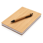 Sustainable bamboo notebook with pen, A5, ruled pages brown colour