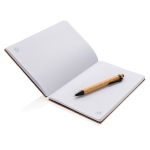 Sustainable bamboo notebook with pen, A5, ruled pages brown colour