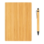 Sustainable bamboo notebook with pen, A5, ruled pages brown colour
