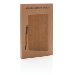 Sustainable bamboo notebook with pen, A5, ruled pages brown colour