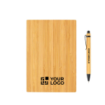 Sustainable bamboo notebook with pen, A5, ruled pages