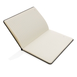Branded notebook with horizontal strap, A5, ruled pages dark grey colour