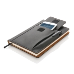 Branded notebooks with pockets, A5, ruled pages black colour