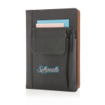Branded notebooks with pockets, A5, ruled pages black colour