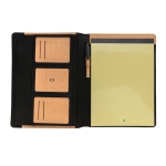 A4 cork portfolio with notepad, pen and card holders ivory colour