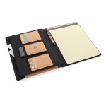 A4 cork portfolio with notepad, pen and card holders ivory colour