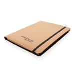 A4 cork portfolio with notepad, pen and card holders ivory colour