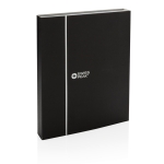 Branded notebook set with compartments and pen black colour