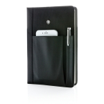 Branded notebook set with compartments and pen black colour