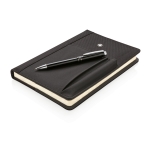 Branded notebook set with compartments and pen black colour