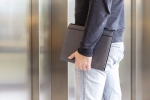 Promotional A4 portfolio in recycled leather grey colour