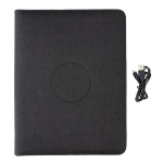 A4 portfolio with charger, notepad and compartments black colour
