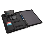 A4 portfolio with charger, notepad and compartments grey colour