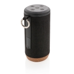Promotional speaker with waterproof fabric and cork base black colour
