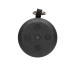 Promotional speaker with waterproof fabric and cork base black colour