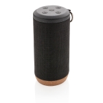 Promotional speaker with waterproof fabric and cork base black colour