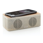 Eco speaker made from wheat straw and cork with charger beige colour