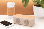 Eco speaker made from wheat straw and cork with charger beige colour