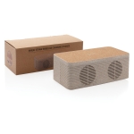 Eco speaker made from wheat straw and cork with charger beige colour