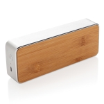 Bluetooth speaker with aluminium, natural bamboo and fabric, with subwoofer brown colour