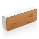 Bluetooth speaker with aluminium, natural bamboo and fabric, with subwoofer brown colour