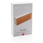 Bluetooth speaker with aluminium, natural bamboo and fabric, with subwoofer brown colour