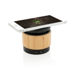 Wireless speaker with phone charger, Android and iPhone compatible wood colour