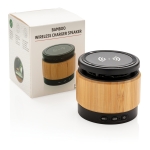 Wireless speaker with phone charger, Android and iPhone compatible wood colour