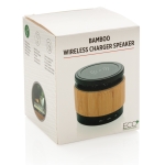 Wireless speaker with phone charger, Android and iPhone compatible wood colour