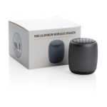 Pocket-size wireless speaker made of aluminium titanium colour