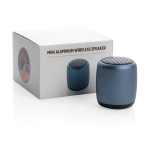 Pocket-size wireless speaker made of aluminium navy-blue colour