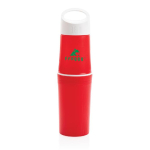 Personalised eco bottle made from sugarcane, 500 ml red colour view with logo