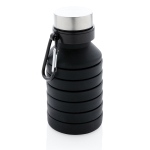 Leakproof foldable silicone bottle with carabiner, 550 ml black colour
