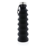 Leakproof foldable silicone bottle with carabiner, 550 ml black colour