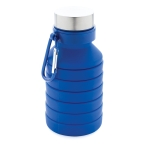 Leakproof foldable silicone bottle with carabiner, 550 ml blue colour