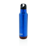 Reusable steel bottles with cork base, 600 ml blue colour