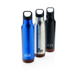 Reusable steel bottles with cork base, 600 ml blue colour