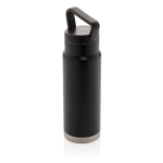 High-quality steel bottle with unique handle, 650 ml black colour