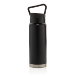 High-quality steel bottle with unique handle, 650 ml black colour second view