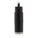 High-quality steel bottle with unique handle, 650 ml black colour third view