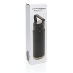 High-quality steel bottle with unique handle, 650 ml black colour second view with box