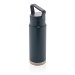 High-quality steel bottle with unique handle, 650 ml dark blue colour