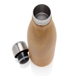 Elegant steel bottle with wood print, 500 ml light wood colour