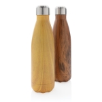 Elegant steel bottle with wood print, 500 ml light wood colour