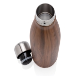Elegant steel bottle with wood print, 500 ml dark wood colour