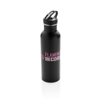 Branded stainless steel bottle with spout, 710 ml black colour