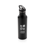 Branded stainless steel bottle with spout, 710 ml black colour