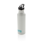 Branded stainless steel bottle with spout, 710 ml white colour