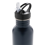 Branded stainless steel bottle with spout, 710 ml navy-blue colour